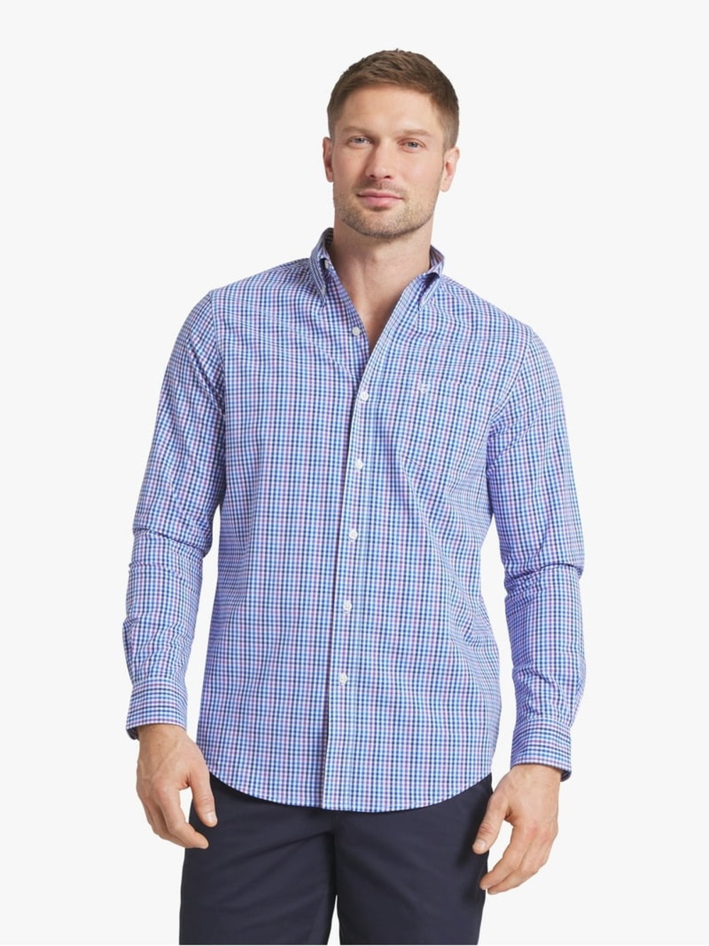 Men's Blue Check Button-Down Shirt W